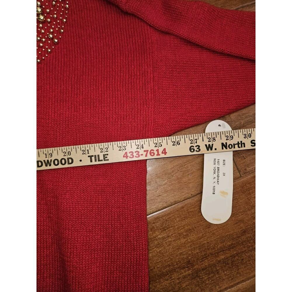 NWT Vintage Victoria Women’s Size 3XL Sweater Beading Knit Red Holiday - Picture 9 of 11